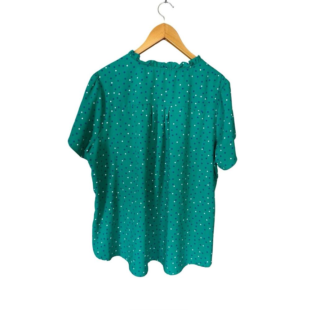 41 HAWTHORN Tiffiny Tulip Sleeve Short Sleeve Blouse Green Dots 3X - Picture 3 of 7